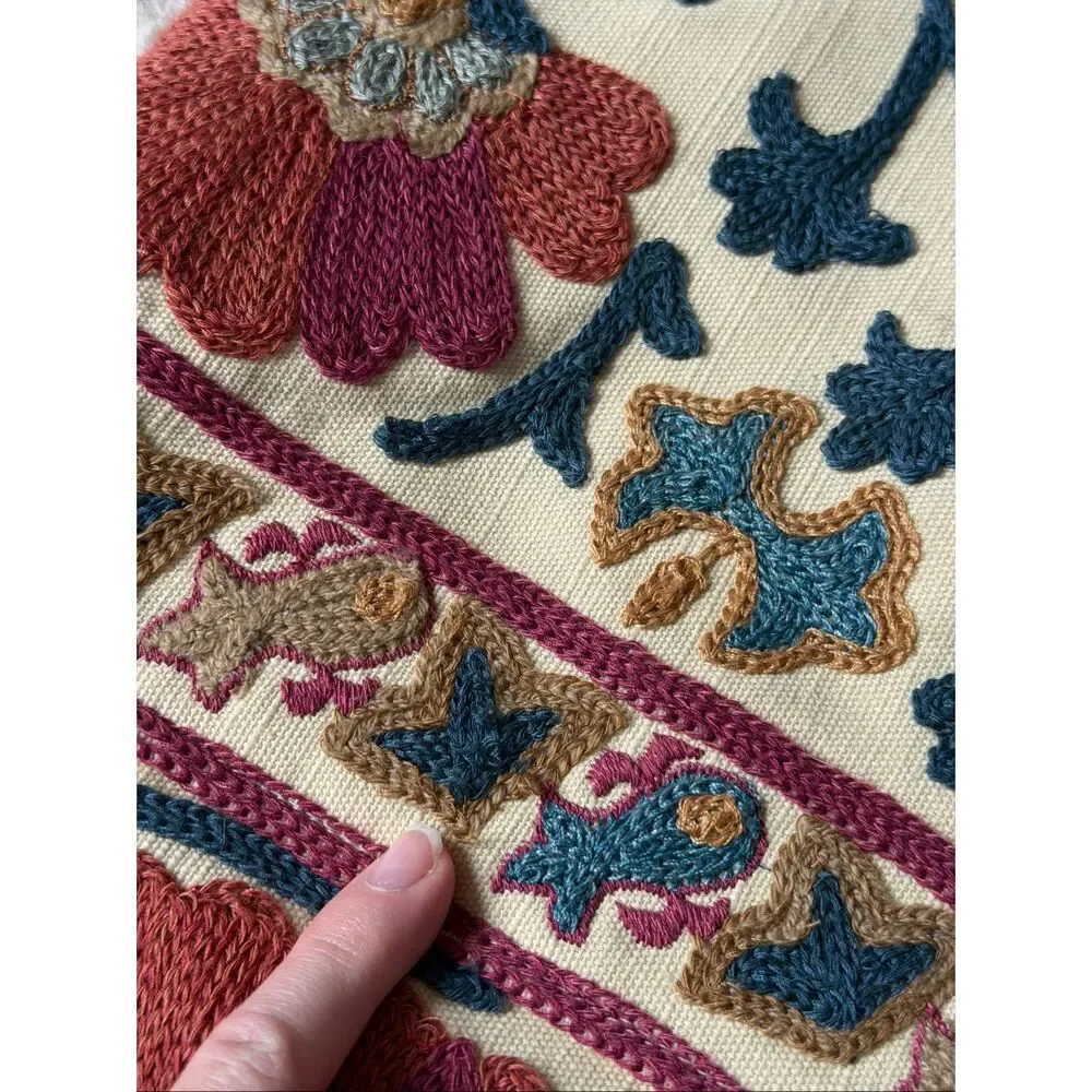 Pottery Barn Rozelle Embroidered Pillow‎ Cover Boho 20 x 20